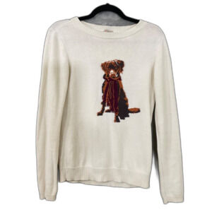 CREMIEUX sweater men's size XS Dog w scarf  Long sleeves cotton